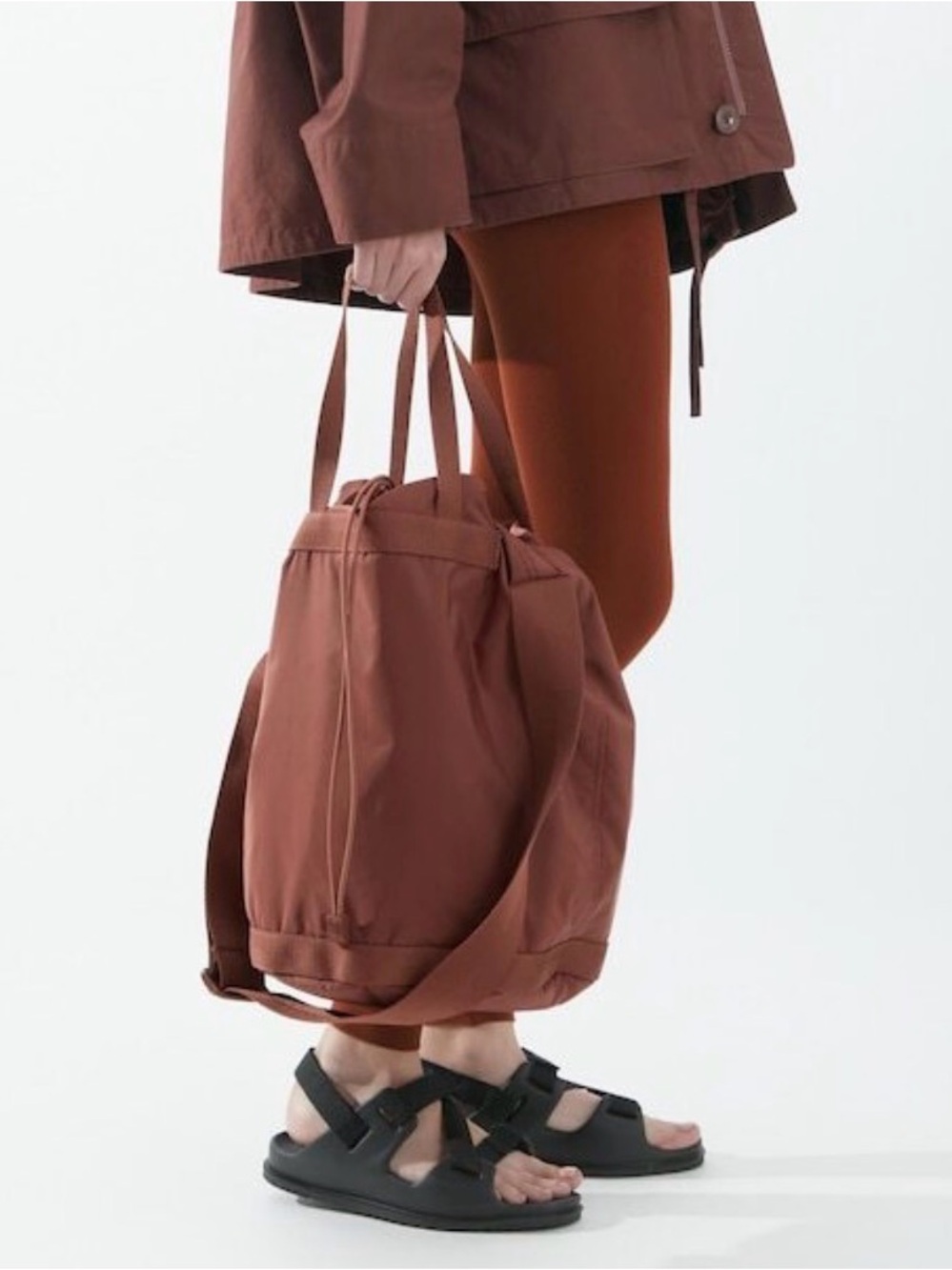 Lemaire UniqloU Large Bucket Bag 2-way Drawstring Shoulder/ Crossbody Brown NWT